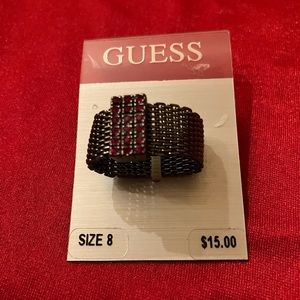 Guess Ring with mesh band and pink stones